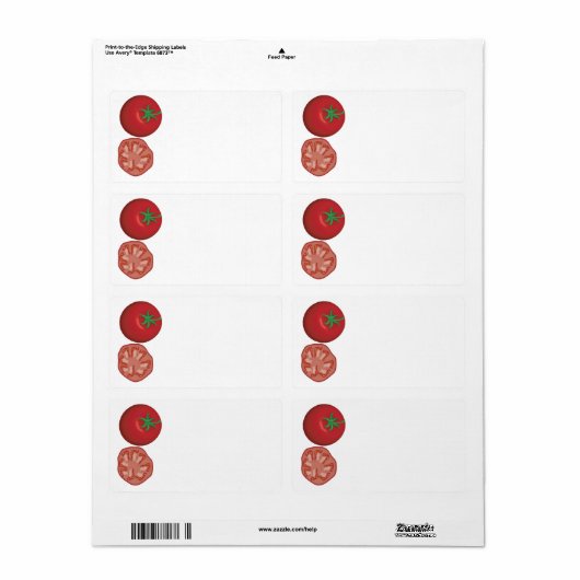 Étiquette tomate rouge réaliste (Feuille entière)