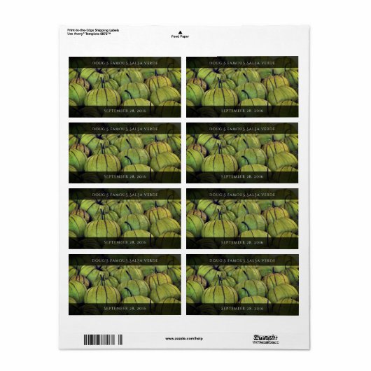 Étiquette Tomatillos verts / Tomates de Husk (Feuille entière)