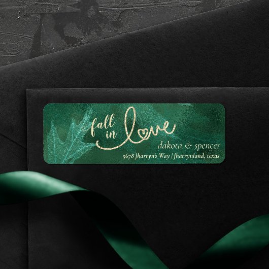 Étiquette Tomber amoureux de l'automne | Jade Green Gold Adr