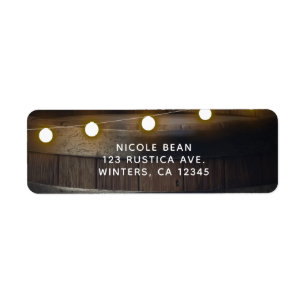 Étiquette Tonneau en bois sculpté de coeurs lumineux mariage