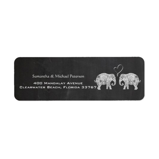 Étiquette Tonnes d'amour Mariage Elephant Couple Chalkboard (Devant)