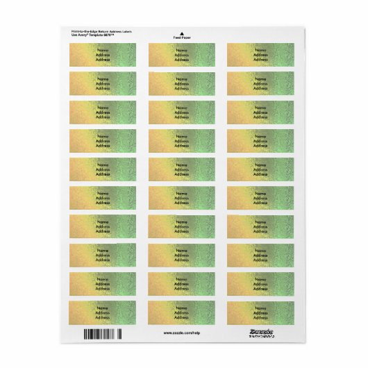 Étiquette Tons d'automne vert jaune Adresse de retour (Feuille entière)