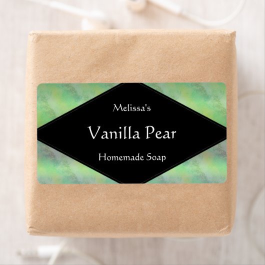 Étiquette Tons de savon vert ou bougie (En situation)