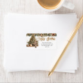 Étiquette Tons terreux or vert arbre de Noël Nutcracker (En situation)