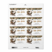 Étiquette Tons terreux or vert Rinder et chariot (Feuille entière)