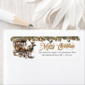 Étiquette Tons terreux or vert Rinder et chariot (En situation)