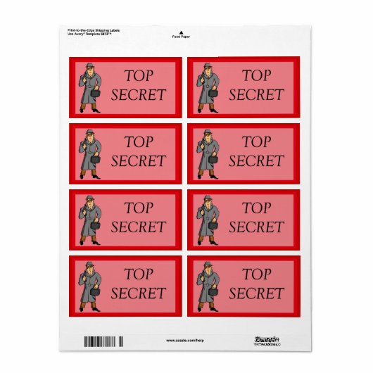 Étiquette Top Secret Avec Spy (Feuille entière)
