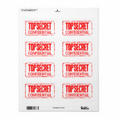 Étiquette Top Secret confidentiel expédition des timbres en (Feuille entière)