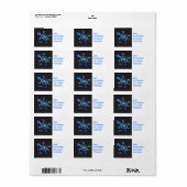 Étiquette Tortue bleue (Feuille entière)