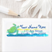 Étiquette Tortue bleue et verte (En situation)