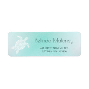 Étiquette Tortue Côtière Turquoise Blanc