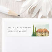 Étiquette Toscane Aquarelle Italie Villa Destination Mariage (En situation)