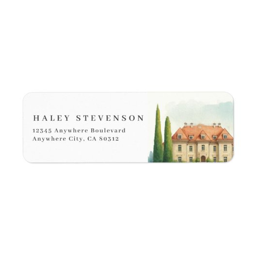 Étiquette Toscane Aquarelle Italie Villa Destination Mariage (Devant)