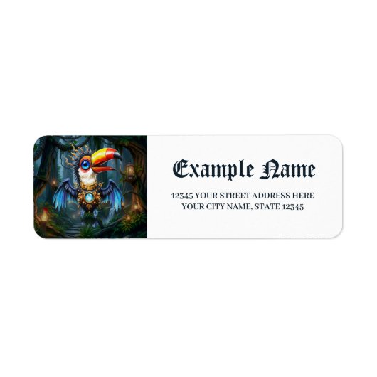 Étiquette Toucan Steampunk au Clair de Lune (Devant)