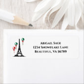 Étiquette Tour Eiffel d'hiver, Balloirs de Noël Adresse (En situation)