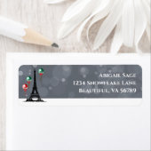 Étiquette Tour Eiffel d'hiver, Balloirs de Noël Adresse (En situation)