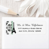 Étiquette Tour Eiffel Mint Green Damask (En situation)