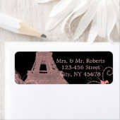 Étiquette tour eiffel rose noir vintage paris mariage (En situation)