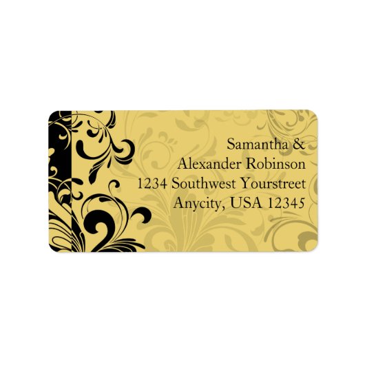 Étiquette Tourbillon contemporain jaune et noir (Devant)