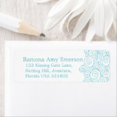 Étiquette Tourbillon de mer blanc mince mariage retour répon (En situation)