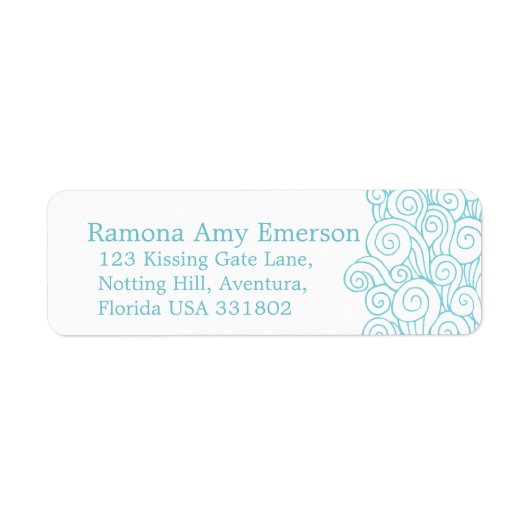 Étiquette Tourbillon de mer blanc mince mariage retour répon (Devant)