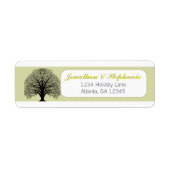 Étiquette Tourbillonnant Arbre Noir Frontières Vertes Typogr (Devant)