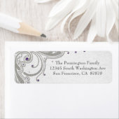 Étiquette Tourbillons de parties scintillant en argent + éti (En situation)