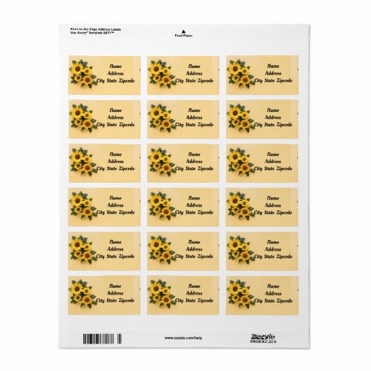 Étiquette Tournesol (Feuille entière)