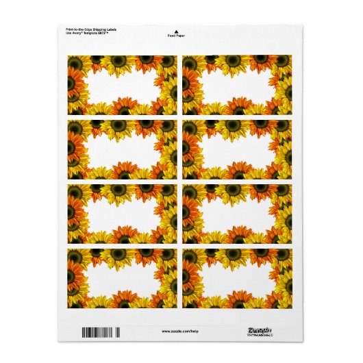 Étiquette tournesol (Feuille entière)