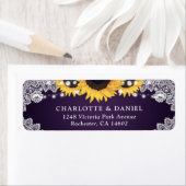 Étiquette Tournesol à dentelle violette rustique Retourner l (En situation)