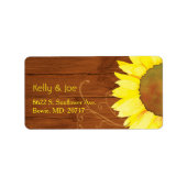Étiquette Tournesol d'aquarelle sur bois Adresse Mariage (Devant)