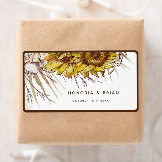 Étiquette Tournesol de moutarde rustique (En situation)