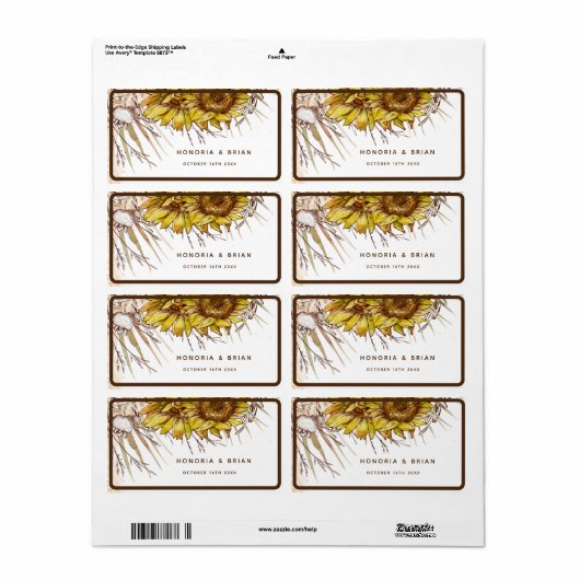 Étiquette Tournesol de moutarde rustique (Feuille entière)