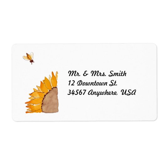 Étiquette Tournesol et abeille (Devant)