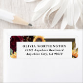 Étiquette Tournesol et Rose Bourgogne Rouge Mariage bleu de (En situation)