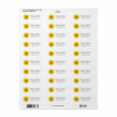 Étiquette Tournesol Jaune Adresse de Retour (Feuille entière)