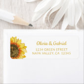 Étiquette Tournesol jaune. Adresse du mariage botanique (En situation)