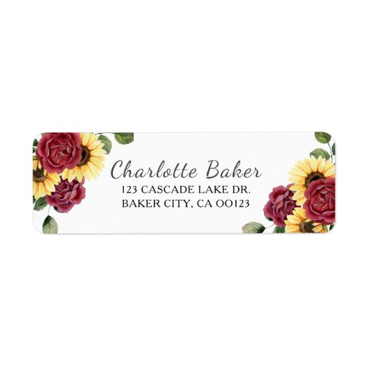 Étiquette Tournesol moderne et florale Rose (Devant)