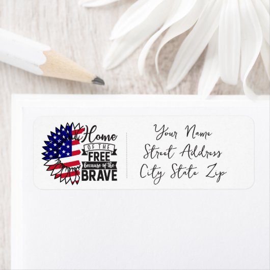 Étiquette Tournesol patriotique, foyer de la liberté (En situation)