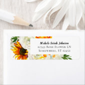 Étiquette Tournesol & Rose blanche Artsy Mariage floral (En situation)