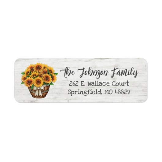 Étiquette Tournesol Rustique Automne Thanksgiving Adresse de (Devant)
