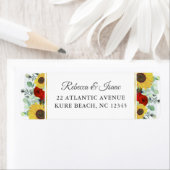 Étiquette Tournesol Rustique Rouge Floral Mariage Adresse de (En situation)