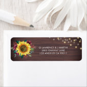 Étiquette Tournesols rustiques Lumières Mariage de bois Adre (En situation)