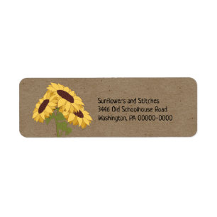 Étiquette Tournesols sur Rustic Kraft Adresse de retour