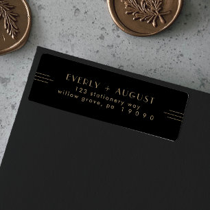 Étiquette TOUS les Art déco Black Gold Retours d'adresse Éti