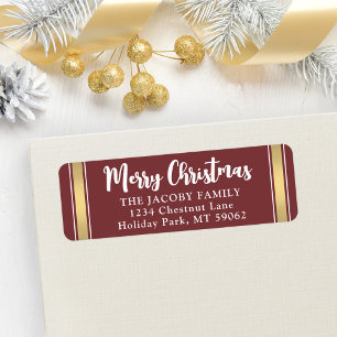 Étiquette Tout texte Bourgogne & Gold Christmas Adresse de r