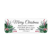 Étiquette Tout texte Christmas Holly & Berries Adresse de re (Devant)