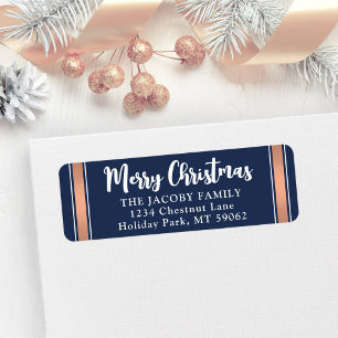 Étiquette Tout texte Marine & Rose Gold Christmas Retourner