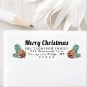 Étiquette Tout Texte Moderne Pine Vacances Blanc Adresse de  (En situation)