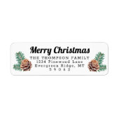 Étiquette Tout Texte Moderne Pine Vacances Blanc Adresse de  (Devant)